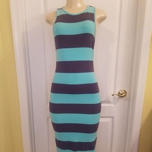 Striped Grey and Mint green Tank maxi Dress